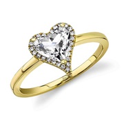 Buy 0.08Ct Diamond & 1.29Ct White Topaz Heart Ring