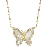 Shy Creation 14k Yellow Gold Butterfly Necklace